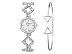 Reloj De Pulsera Para Mujer Con Brazalete De Aleación Y Diamantes De Imitación, Movimiento De Cuarzo, Color Blanco Plateado.
