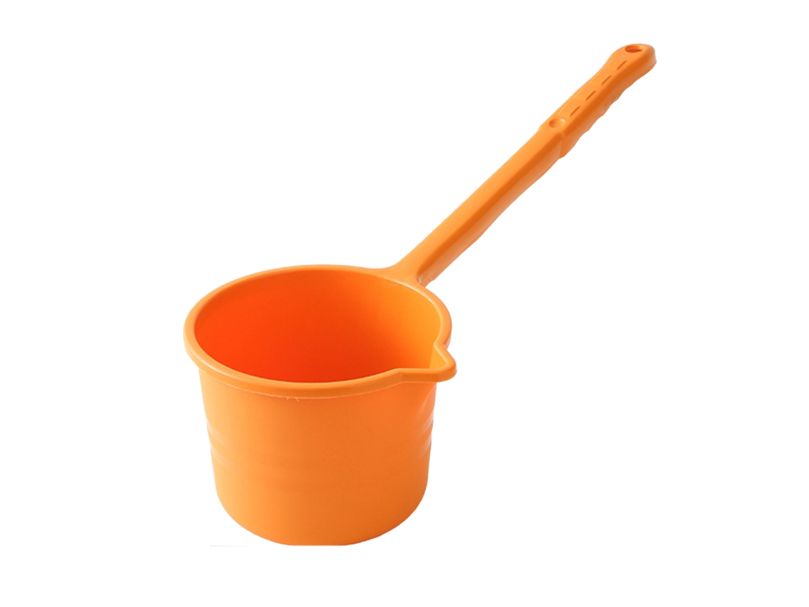 Cucharón De Agua De Plástico Con Mango Largo, Multifuncional, Para Cocina Y Baño, Color Naranja.