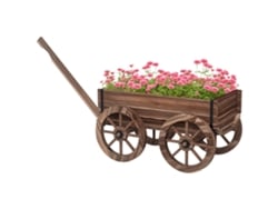 Floreira Madeira Forma Carrinho 4 Rodas 120x41x54cm Madeira