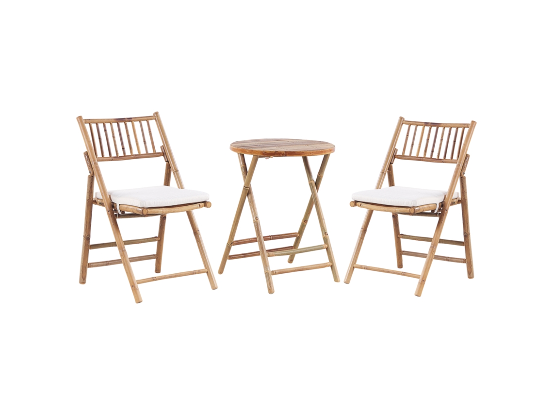 Conjunto Bistrô Beliani Savelletri De Bambu Castanho 57x57x77