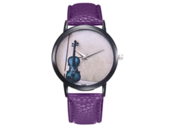Reloj De Cuarzo Sencillo Y Ultrafino Para Hombre Con Correa De Poliuretano Y Esfera Redonda Morada.