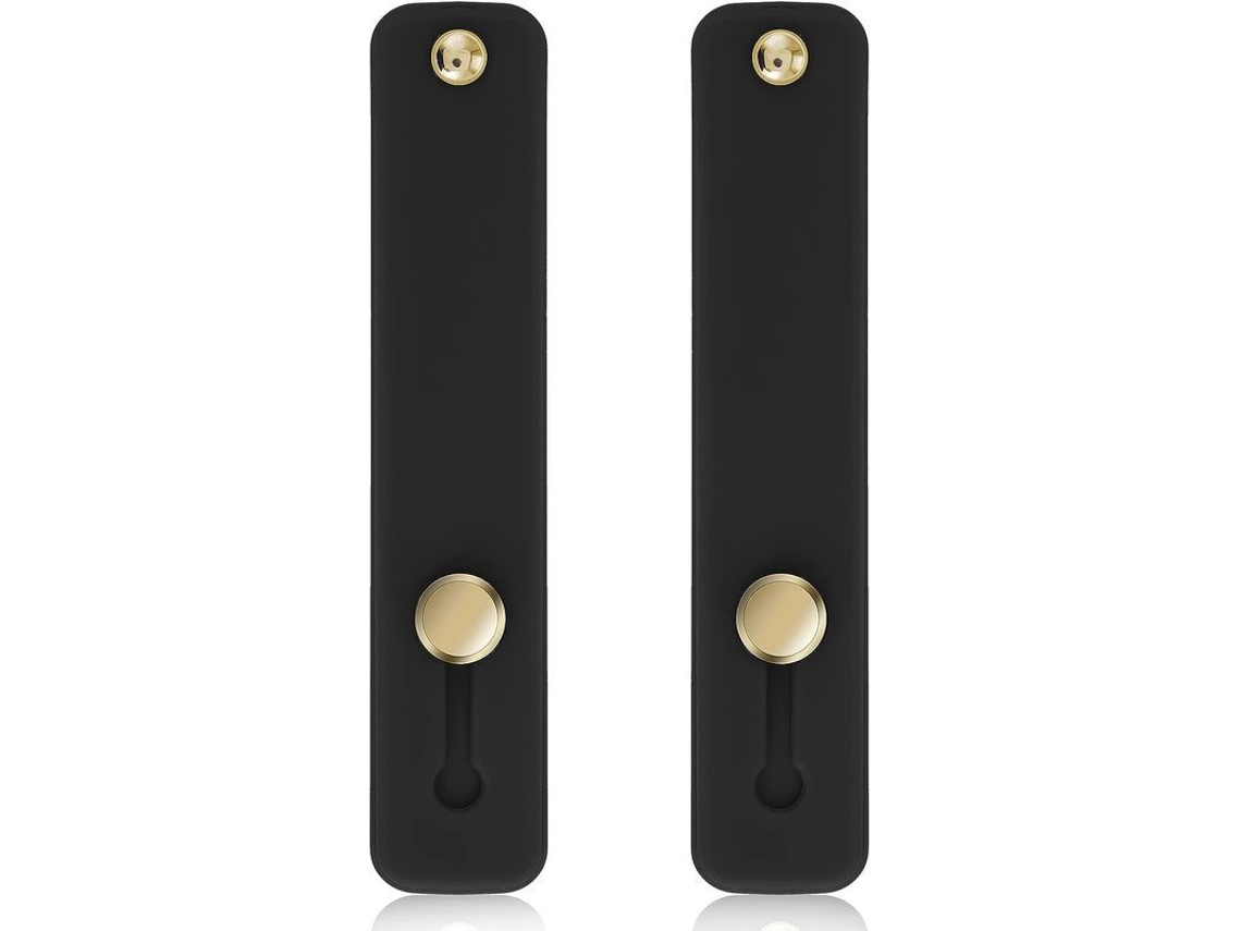 Juego De 2 Soportes Para Teléfono Con Agarre De Dedo, Universales Y Portátiles De Silicona Para La Mayoría De Los Smartphones (2 Unidades - Negro)