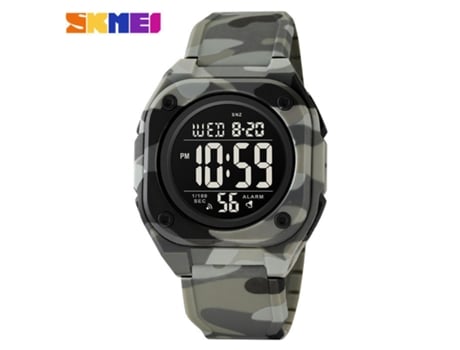 Reloj cuadrado para hombre, deportivo, multifunción, calendario, pantalla LED, relojes de pulsera, camuflaje gris LUUCOZK