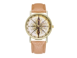 Reloj De Pulsera De Cuarzo Ligero Para Mujer, De Cuero, Estilo Moderno, Color Beige.