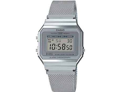 CASIO Super Delgado Vintage A700Wm-7Adf Plateado Digital Correa de Malla de Milanesa de Acero