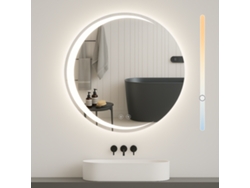 Espejo de baño redondo con luz LED, grado de protección IP44, 80 cm, con tecnología NETTLIFE Touch.
