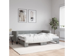 Sofá Cama Nido Con Colchón Tela Gris Claro 80x200 Cm