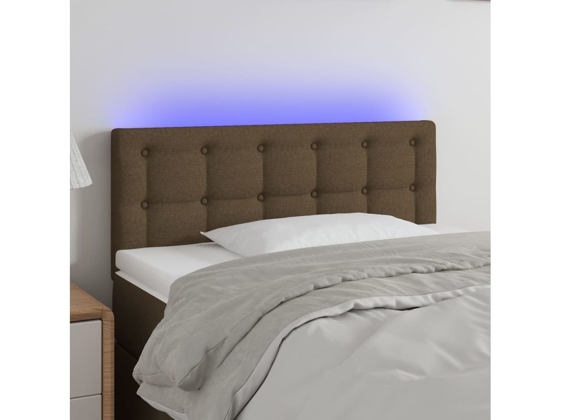 Cabecero Con Led De Tela Marrón Oscuro 100x5x78/88 Cm