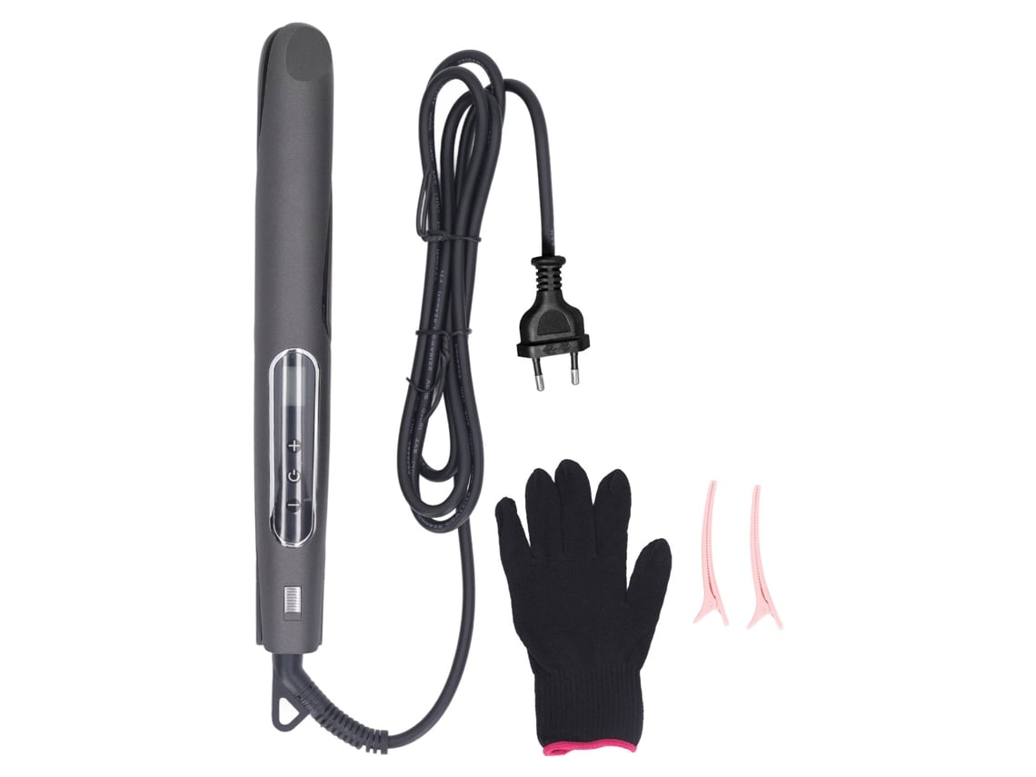 2026-Alisador de Cabelo 2 Em 1 Retificador E Enrollador Com Aquecimento Ptc Lcd Controle de Temperatura Luvas Plugue Eu 100-240v