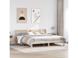 Estructura De Cama Con Cabecero Madera Maciza De Pino 200x200cm