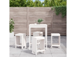 Conjunto de bar de jardín de 5 piezas en pino macizo blanco DKD Home Decor