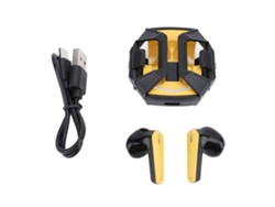 Auriculares Inalámbricos Bluetooth 5.3, Ligeros, Resistentes Al Agua, Para Deportes Y Videojuegos, Estilo Mecánico, Color Negro Y Amarillo.