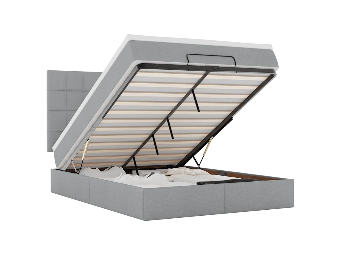 Maison Exclusive - Estructura Cama Otomana Con Colchón Tela Gris Claro 140x190 Cm