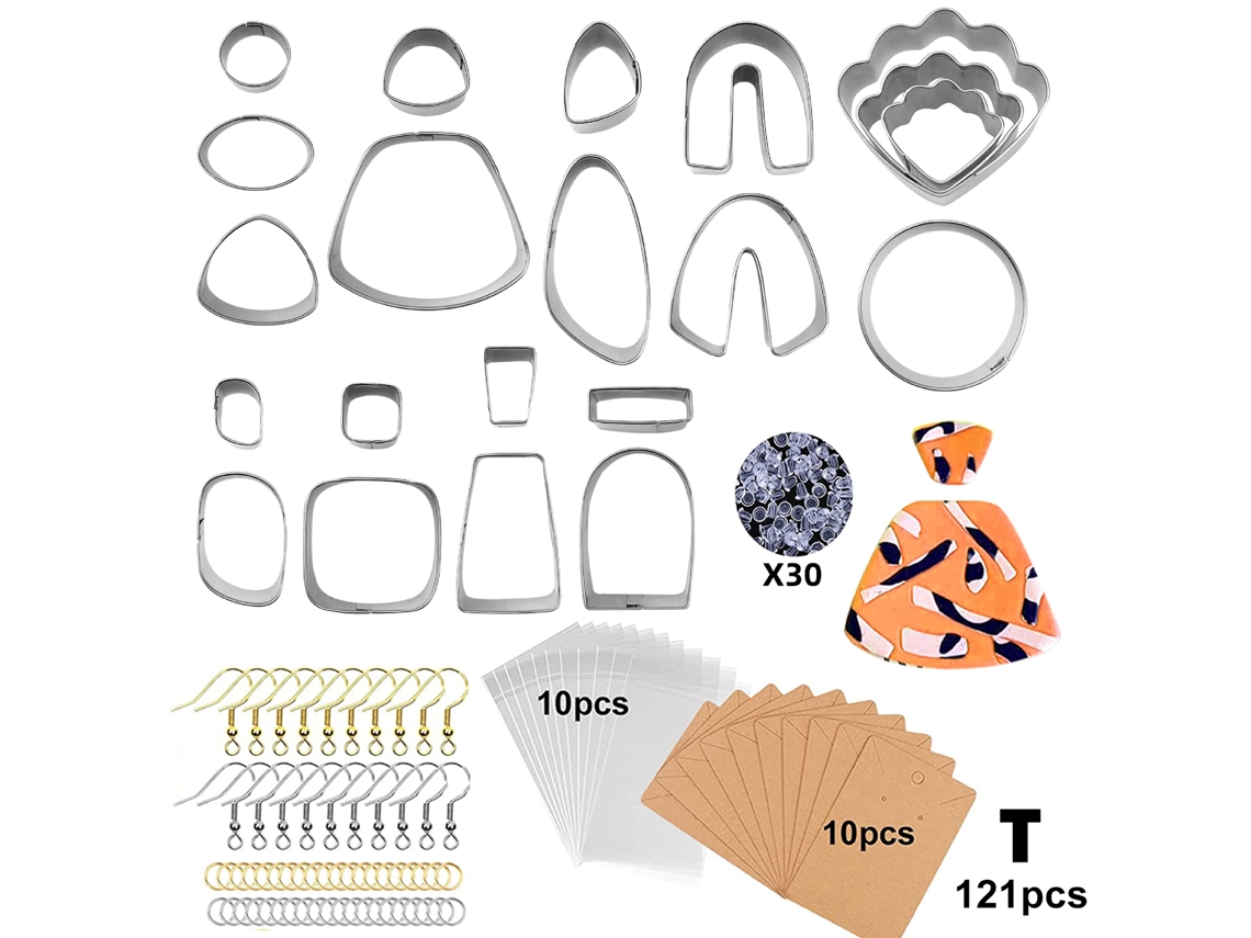 Juego de moldes para pendientes de acero inoxidable para armar, 121 piezas
