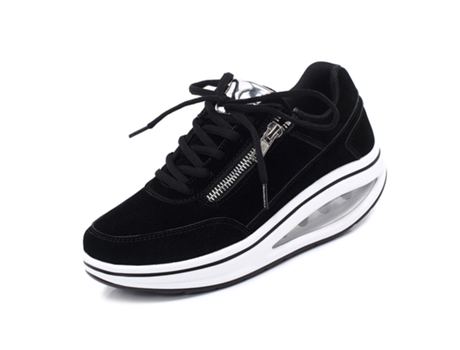 Zapatillas SLOWMOOSE Nuevas mujeres de invierno zapatos de fitness al aire libre zapatillas de deporte de cuña con cordones (Talla: 5)