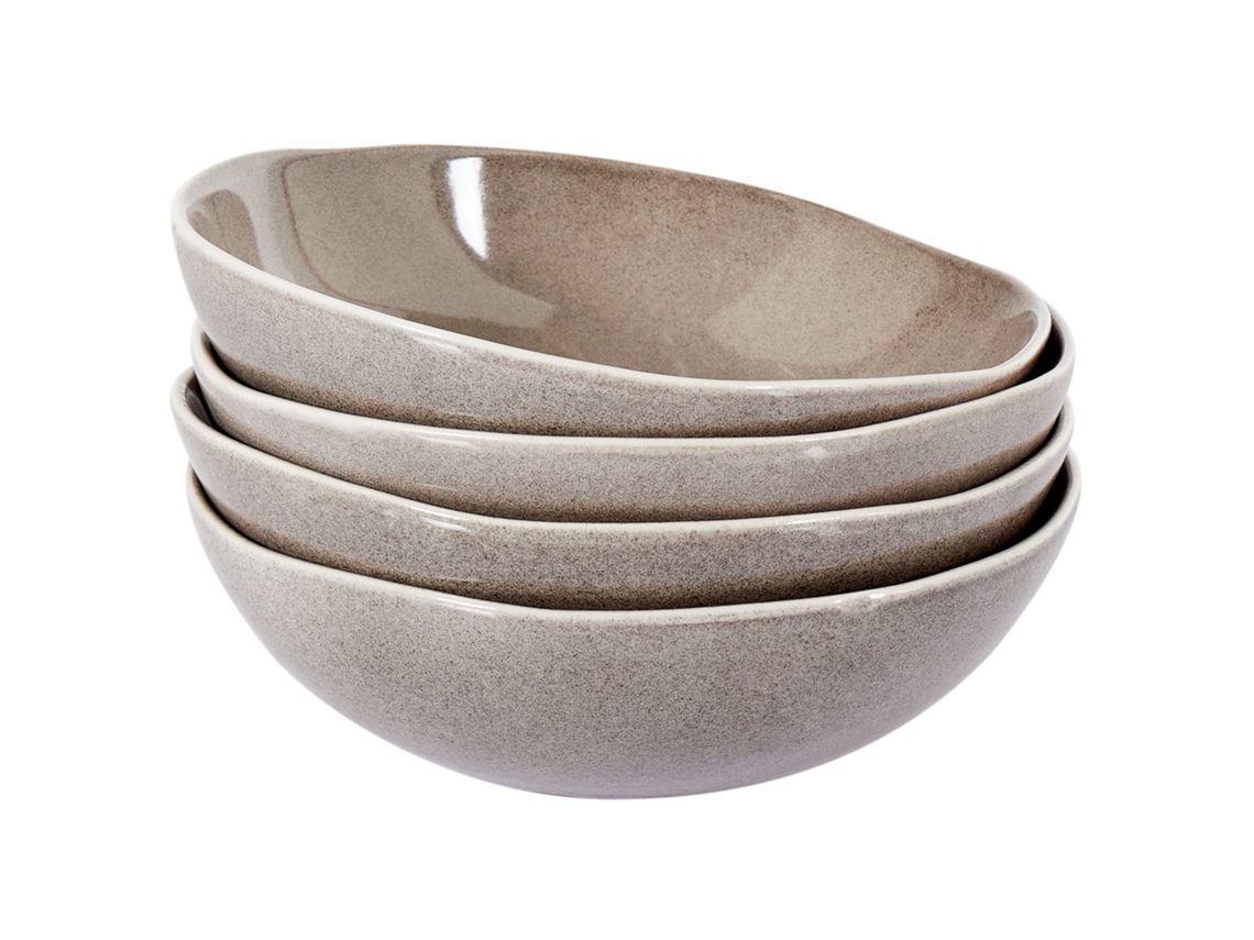 Juego de 4 platos hondos Costmary de cerámica gris