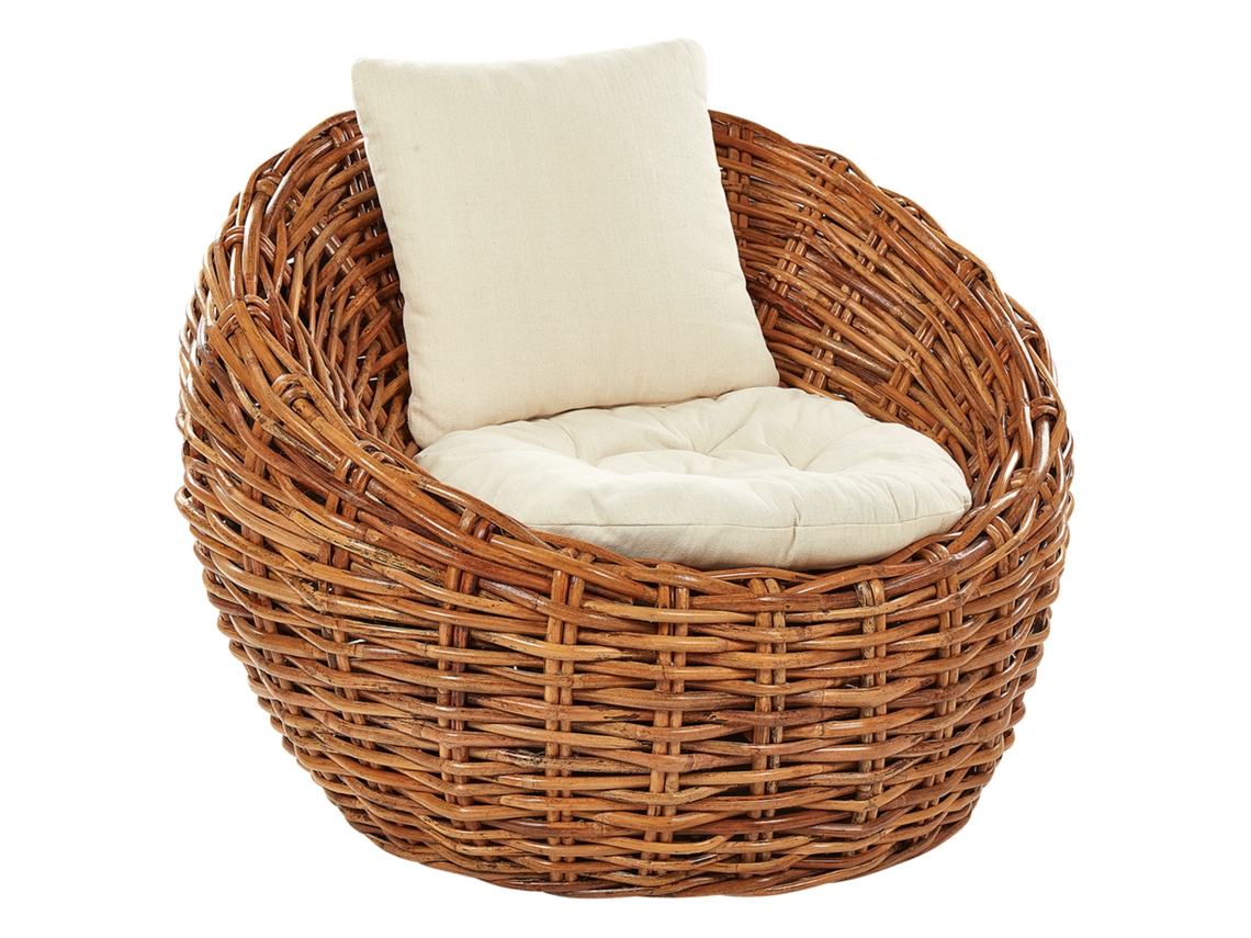 Silla de jardín BELIANI Lerici de Ratán Natural 97x55x80