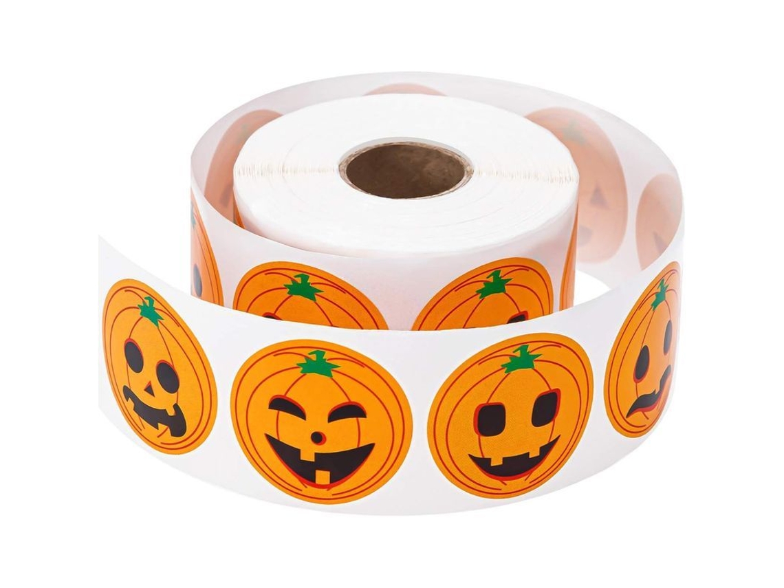 Rollos De 500 Pegatinas De Calabaza Para Halloween, Diseños Lindos De Caras Redondas, Decoración Festiva Versátil