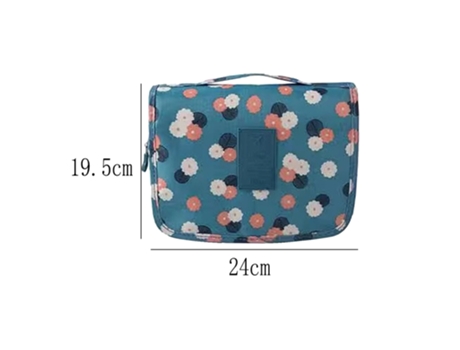 Bolsa De Almacenamiento De Cosméticos Multifuncional, Bolsa De Cosméticos Con Gancho Plegable, Flores Azules ZMDECQNA