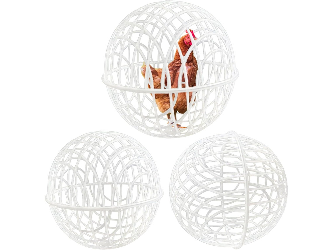 Jaula de seguridad para pollos con forma de bola - Juguete interactivo para la alimentación