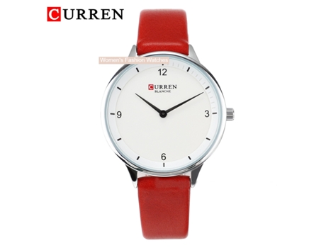 Relojes de Cuarzo para Mujer Correa de Cuero Relojes analógicos Resistentes al Agua Informales Reloj de Pulsera Impermeable para Mujer-Rojo LUUCOZK