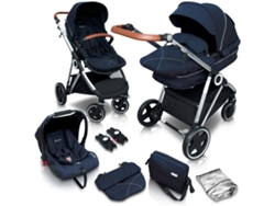 Cochecito Babygo Halime Blue 3 en 1 (chasis plateado)