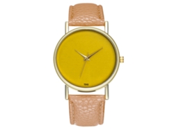 Reloj De Pulsera De Cuarzo De Moda Con Correa De Cuero Sencilla Para Mujer Y Hombre (beige)
