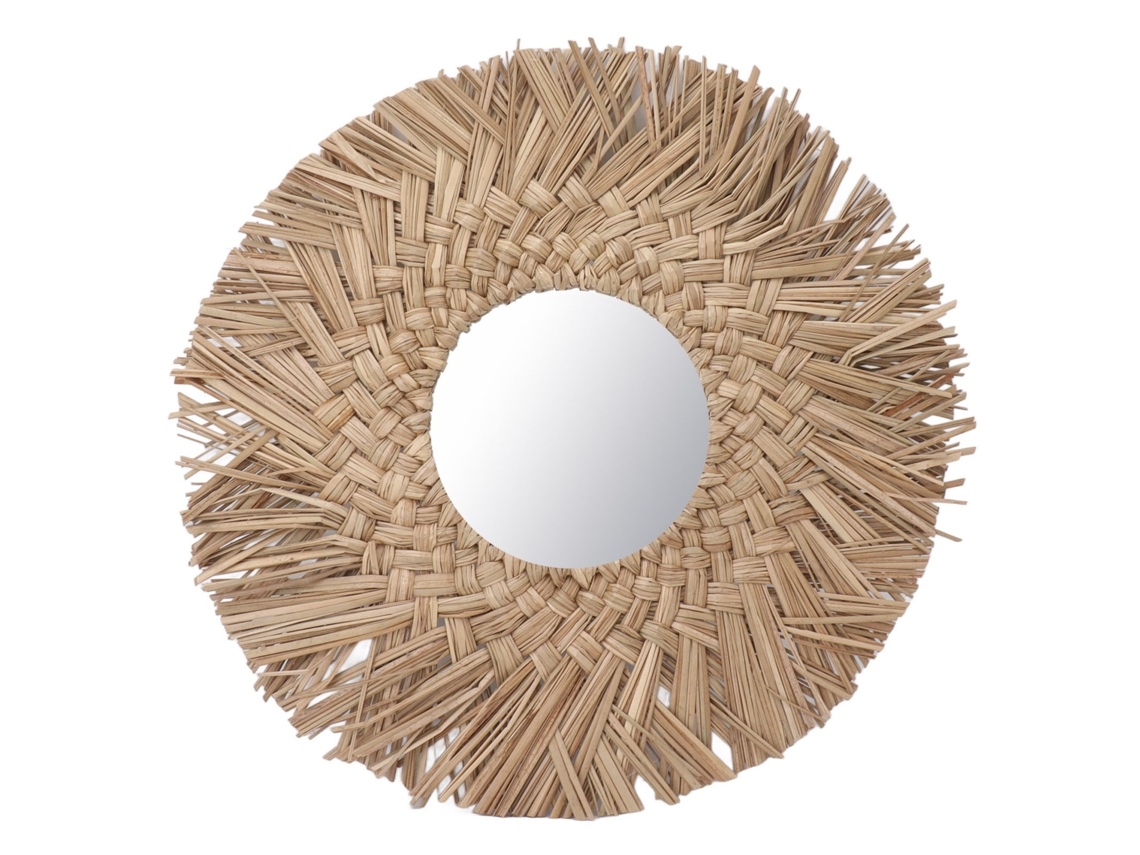2026-espejo De Pared De Tejido De Paja Retro Hermoso Colgado Pared Decoración Dormitorio Naturaleza
