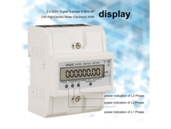 Medidor eléctrico digital trifásico, 4 cables, 10 kWh | Sin marca