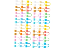 Juego de 48 tapas de silicona reutilizables para pajitas, a prueba de polvo, botellas y vasos, CHABERLU
