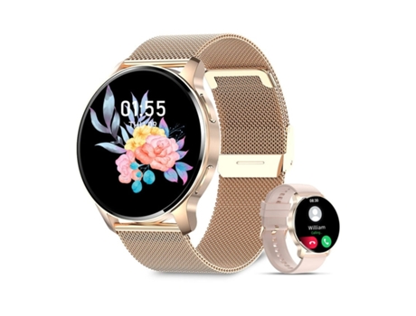 1.32'' Smartwatch con Pantalla Táctil Monitor de Fitness Oro Rosa VEANXIN