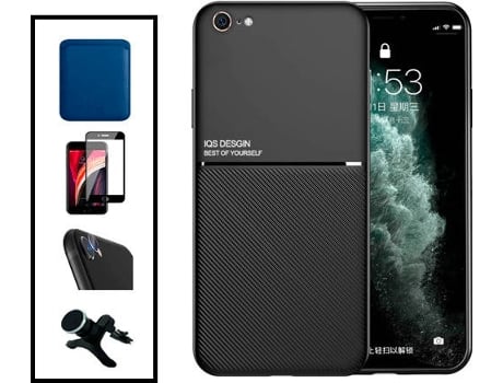 Kit Carcasa Magnética Anti Choque + Cartera + Protector de Pantalla iPhone SE 2022 G4M Negro