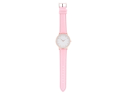 Reloj De Pulsera Analógico De Cuarzo Para Mujer Con Esfera Delgada Y Correa De Pu Rosa.
