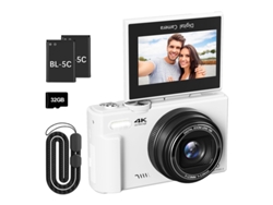 Cámara Digital 4k Wifi 64mp Pantalla Abatible 180º Ultra Ligera Regalo Para Principiantes (blanco)