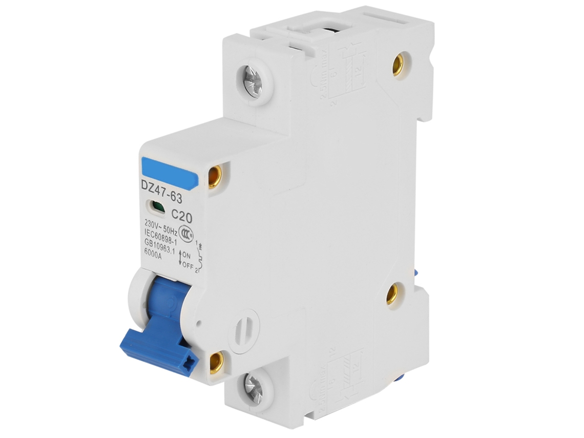 Omni-interruptor De Circuito Miniatura Dz47-63 1p 230v 20a Para Pequeños Sistemas De Generación Eléctrica