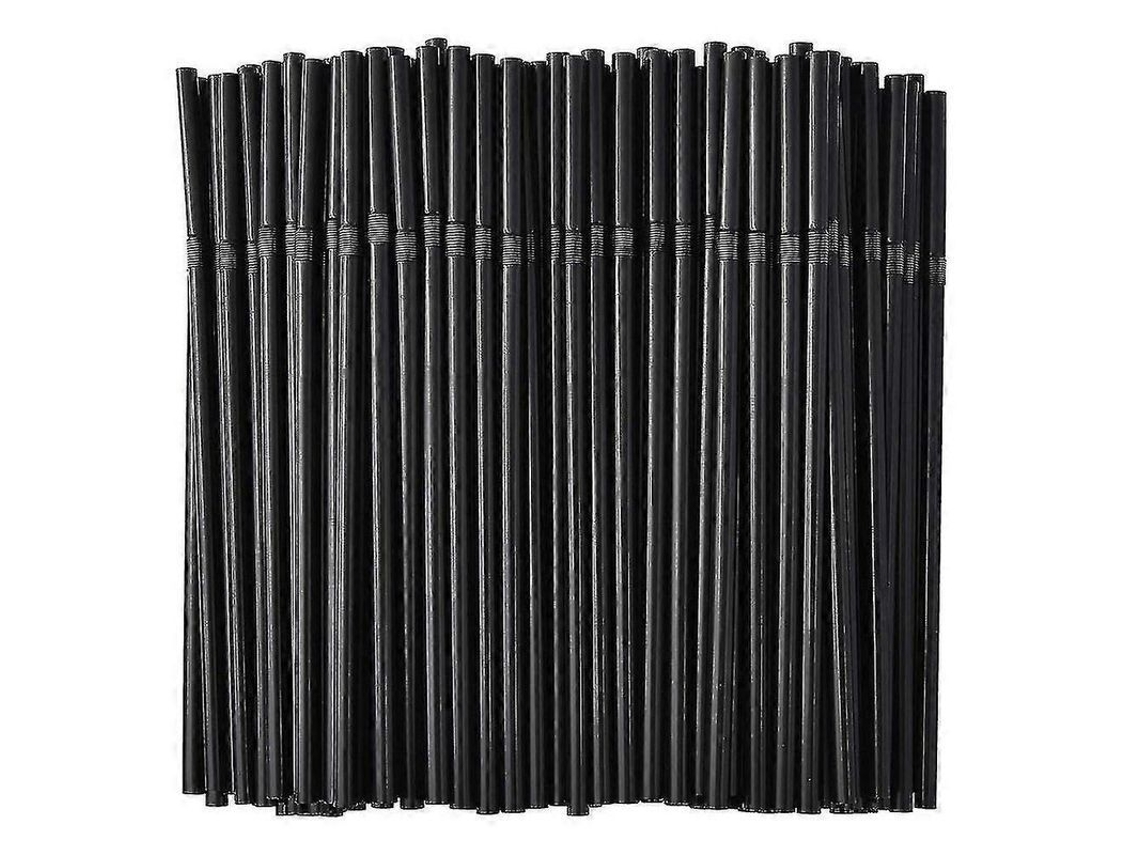 Pajitas Flexibles Desechables De Plástico Negro, 500/200/100 Unidades, Para Fiestas Y Uso Diario.