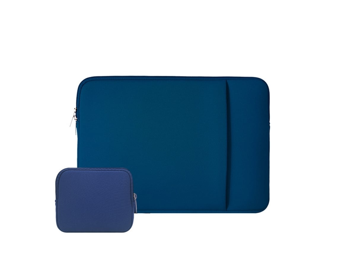 Funda para portátil de 14 pulgadas, suave, acolchada, con cremallera, bolsillo frontal y bolsa para accesorios, color azul marino Ushion