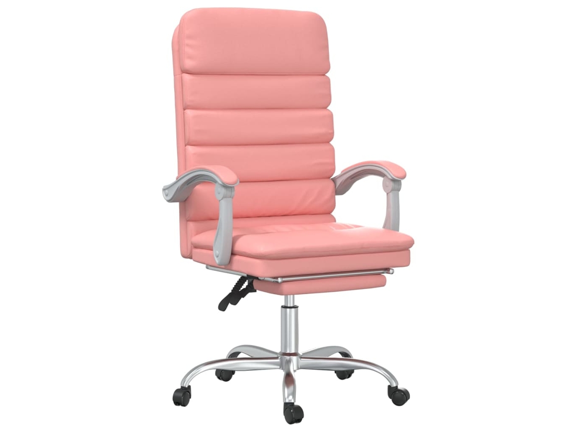 Sillón de oficina reclinable con masaje de piel sintética rosa exclusivo de Maison