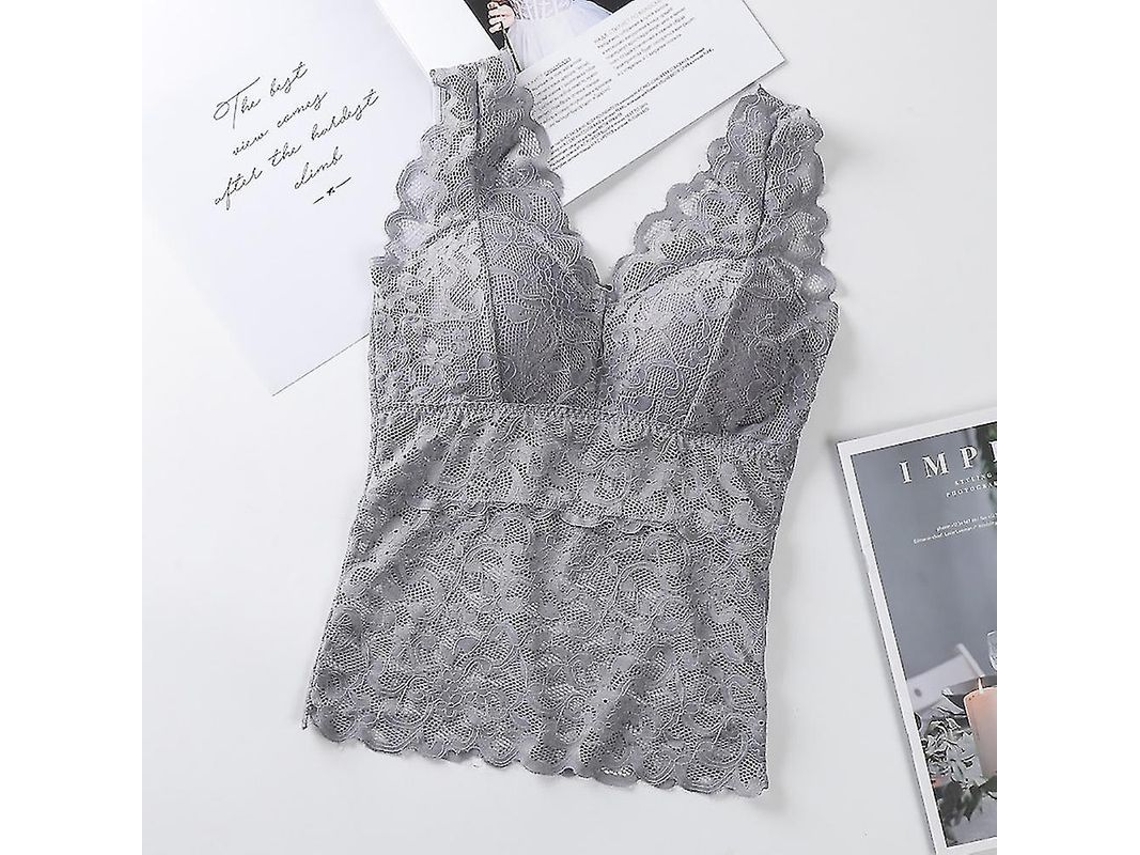 2026-top De Verano Para Mujer Sin Costuras Con Encaje Sexy Espalda Abierta Sustento Sin Aros Talle Plus M/xl/3xl