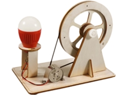 Kit De Generador Eléctrico Manual De Madera Para Armar, Con Bombilla Incluida