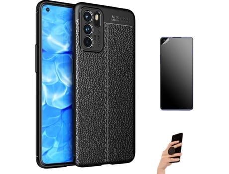 Carcasa + Protector + Popsocket Oppo Reno6 Pro Rugged Leather Negro