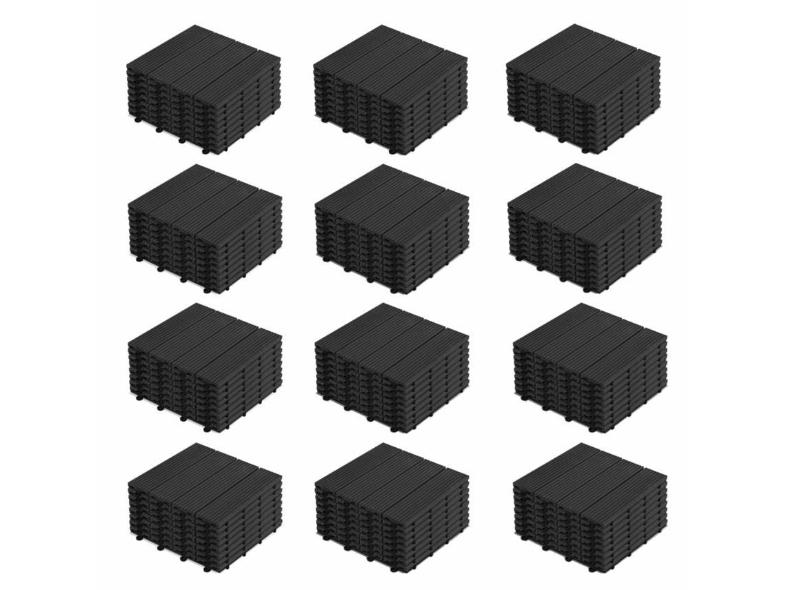 Lote De 96 Baldosas De Madera Compuesta Gris Con Sistema De Clips