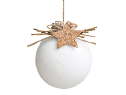 Bola de Navidad blanca con copo de nieve y campana decorativa