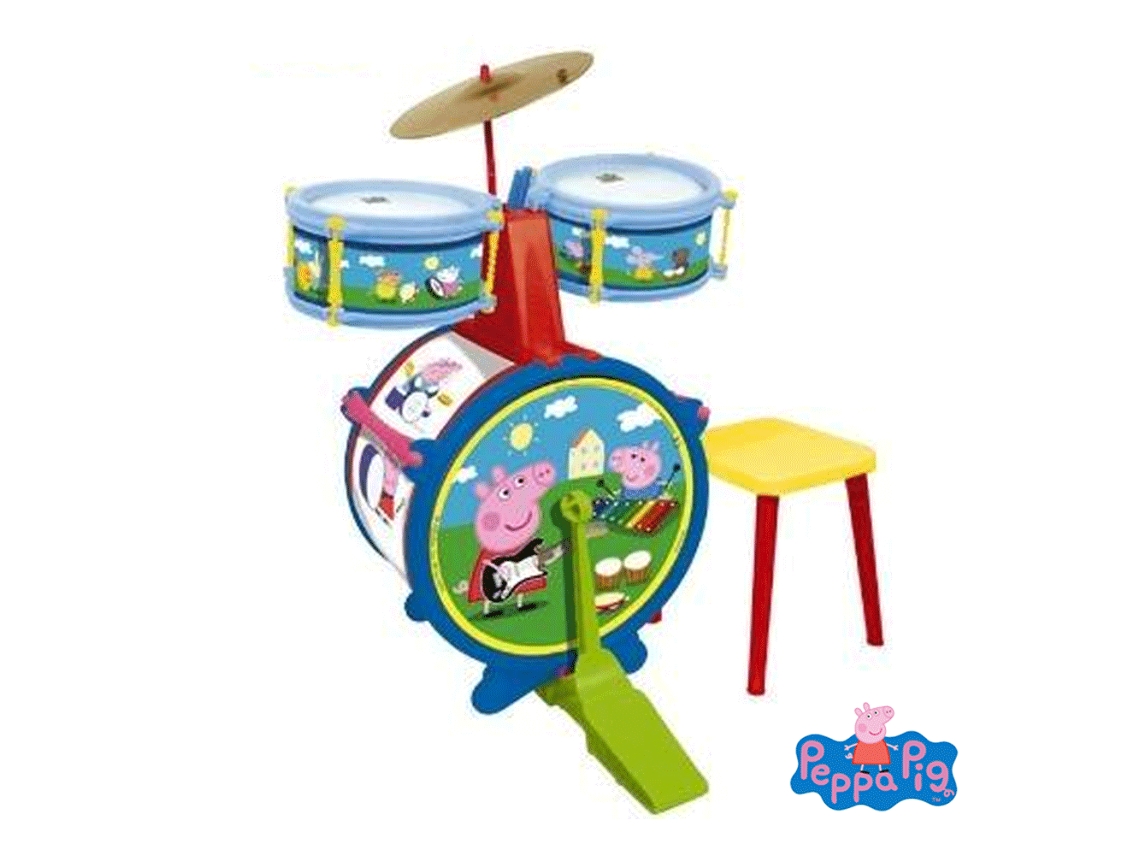 Instrumento Musical PEPPA PIG Bateria Sencilla Banqueta (Edad Mínima Recomendada: 3años)