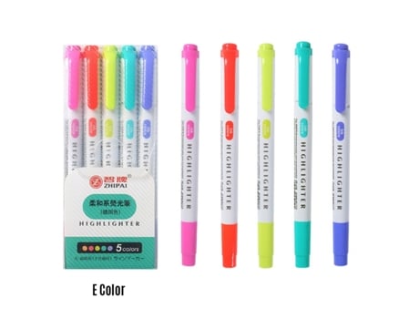 Rotuladores resaltadores de doble punta, 5 colores, cincel ancho y puntas finas, rotulador para estudiantes de escuela, suministros domésticos para...