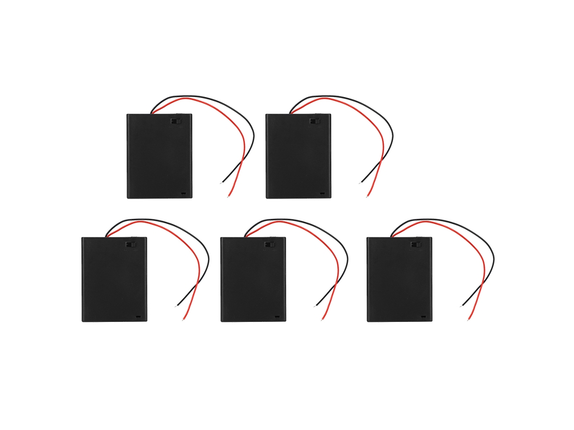 Caja Para 4 Pilas Aaa Con Interruptor De Encendido/apagado, 6 V, Cable De Plástico Aislado De 15 Cm, 5 Unidades.