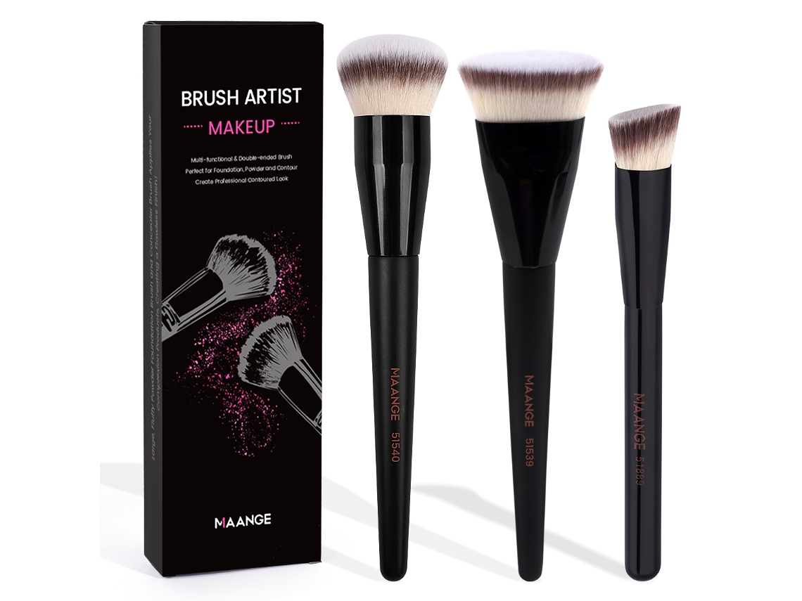 (albaricoque) Juego De 3 Pinceles De Maquillaje, Para Difuminar La Piel, Herramientas De Maquillaje Amigables Con La Piel
