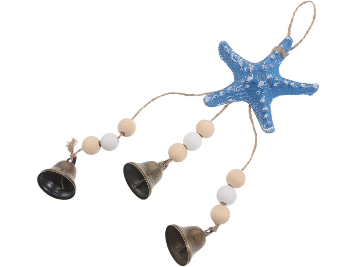 Campana Viento Decorativa Mediterránea Madera Metal Resina Estrella Decoración Versátil Enredos Puerta Ventana