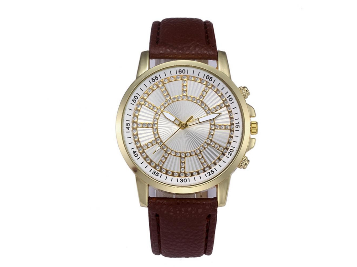 Reloj De Pulsera Unisex De Cristales Simples Y Moderno Quartz (marrón)