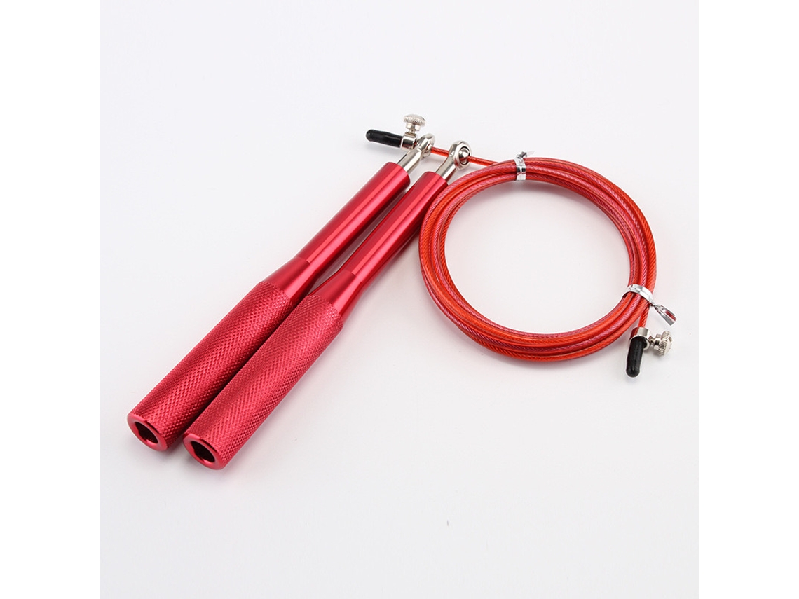 Cuerda de saltar profesional Mdug de aluminio rojo para CrossFit con rodamientos y asas antideslizantes.